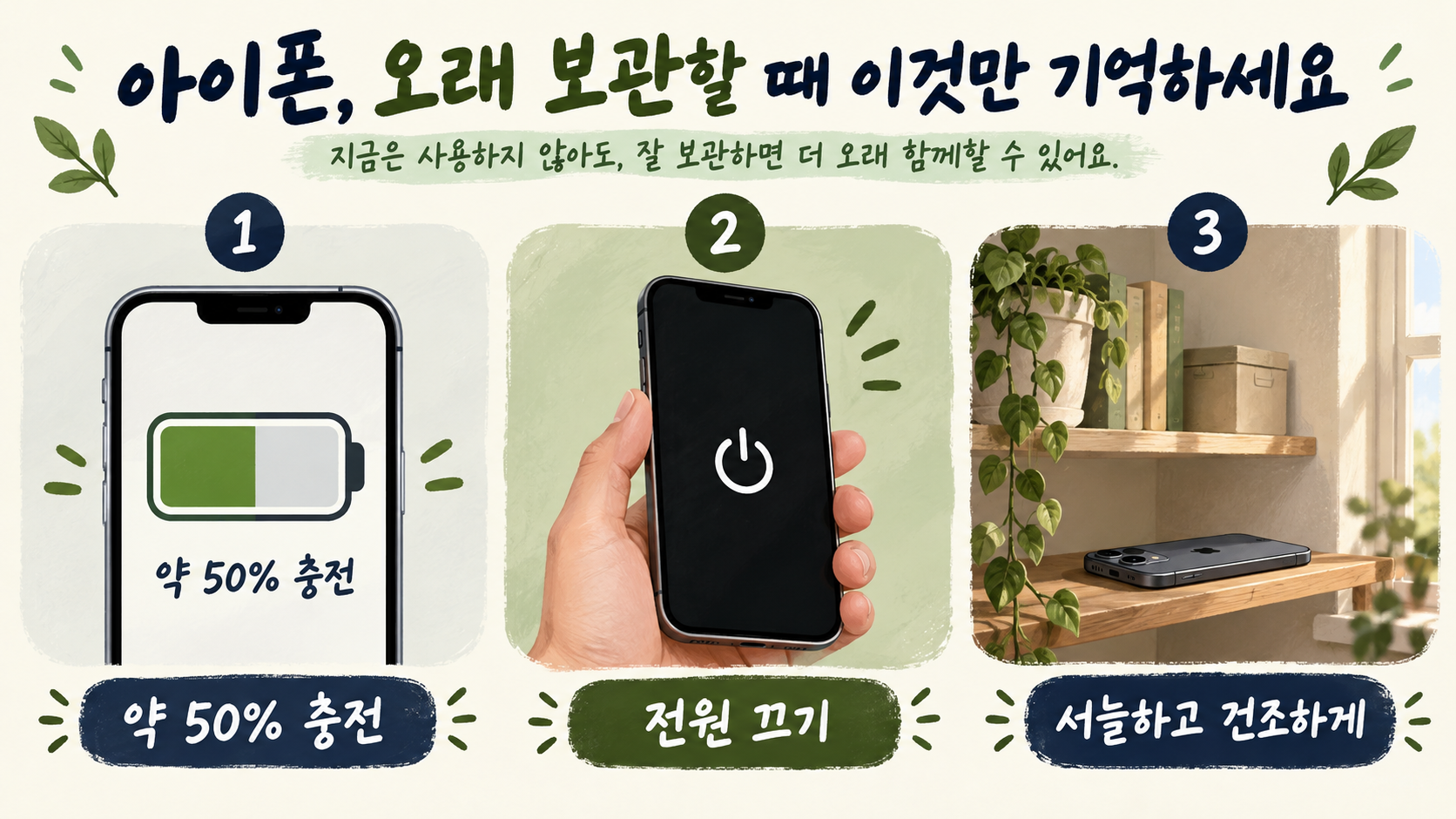 안 쓰는 아이폰 보관, 충전량과 보관 장소부터 확인해요 — AI로 생성한 이해를 돕는 예시
