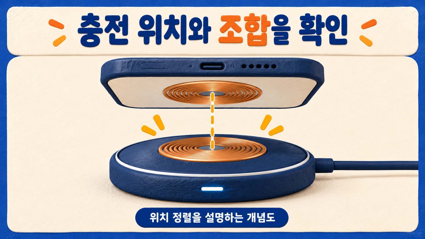 충전 위치 정렬을 설명하는 개념도이며 실제 내부 설계도는 아닙니다. — AI 생성 예시