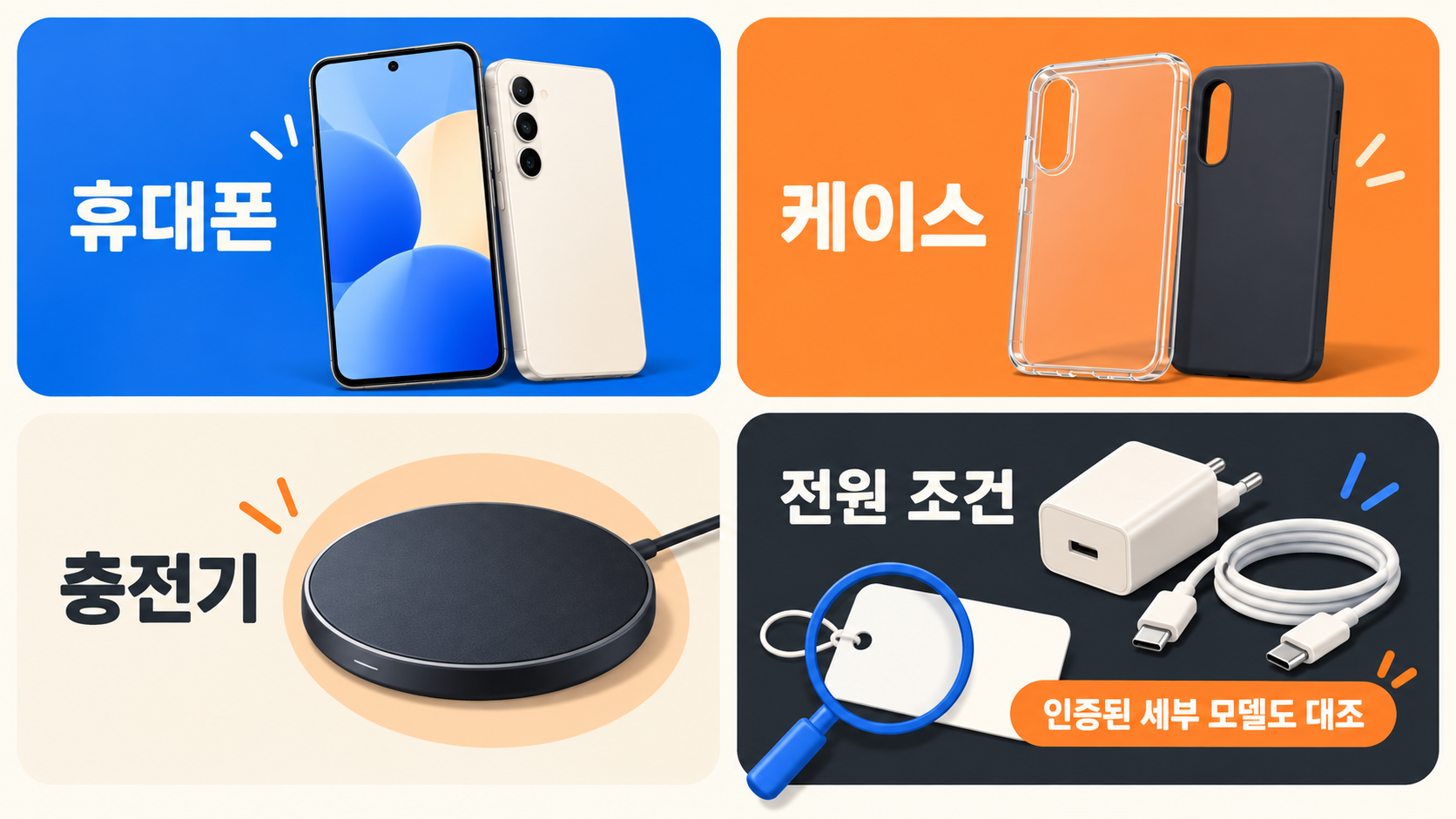 휴대폰부터 전원까지, 실제로 사용할 조합을 함께 대조해 보세요. — AI 생성 예시