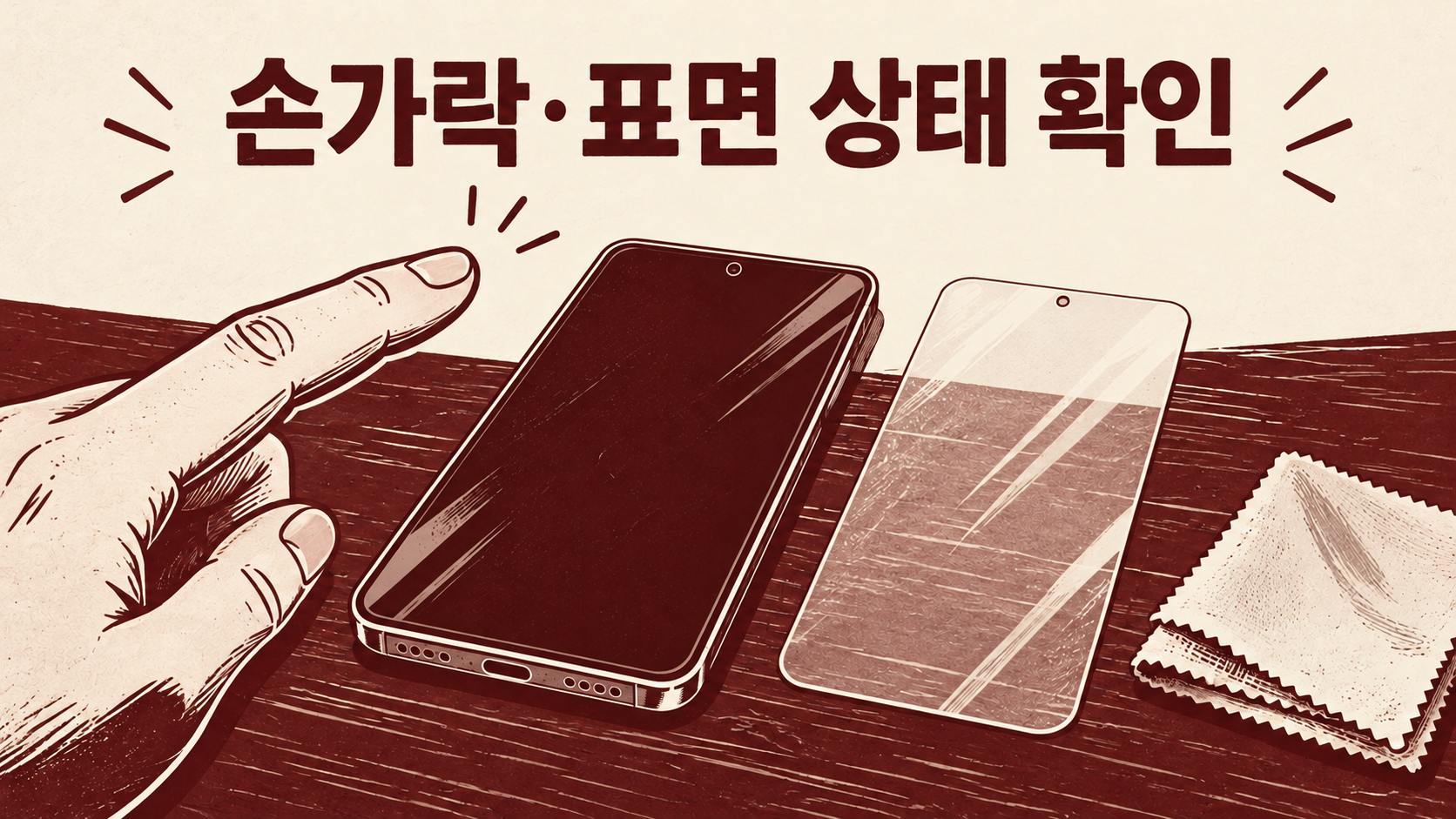 손가락·화면·보호필름의 상태와 변경 시점을 함께 살펴보세요. — AI 생성 예시