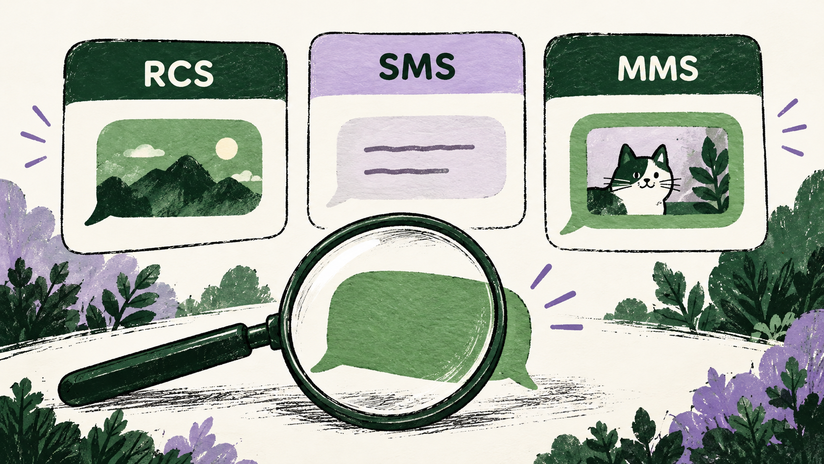 말풍선 색만으로 RCS와 SMS·MMS를 구분하기는 어려워요. — AI 생성 예시