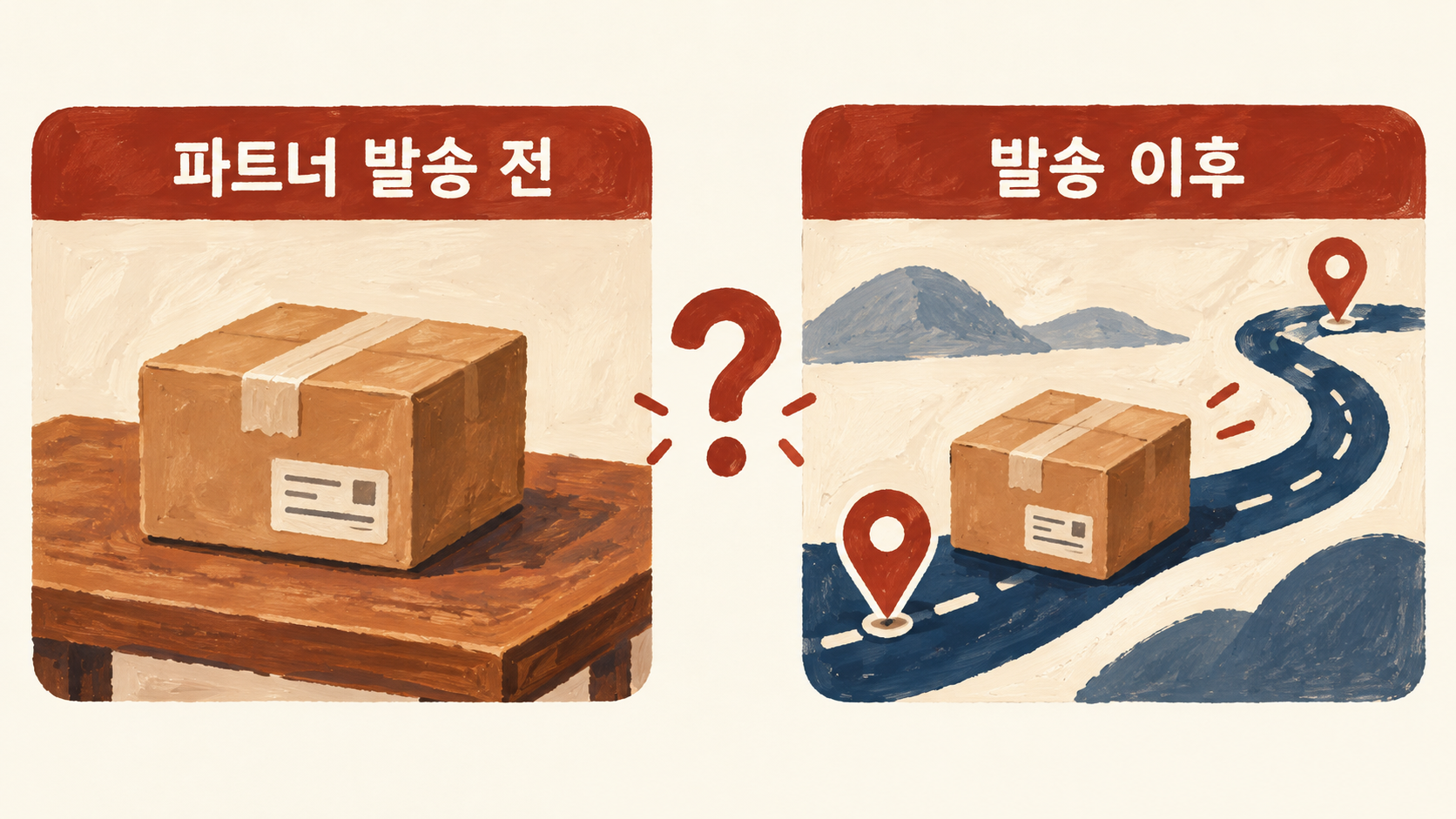 고객 수령 여부와 별도로 파트너의 발송 단계를 확인해야 해요. — AI 생성 예시