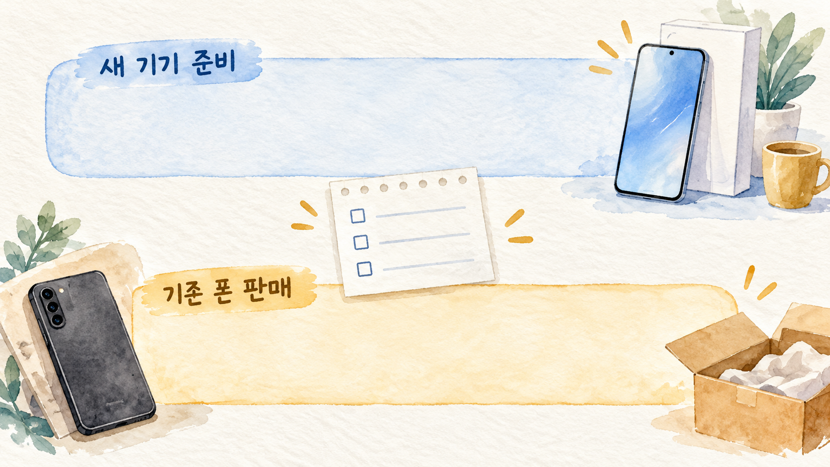 구매와 판매를 각각 확인하고 자료 이전을 마친 뒤 발송 일정을 정하는 예시예요. — AI 생성 예시