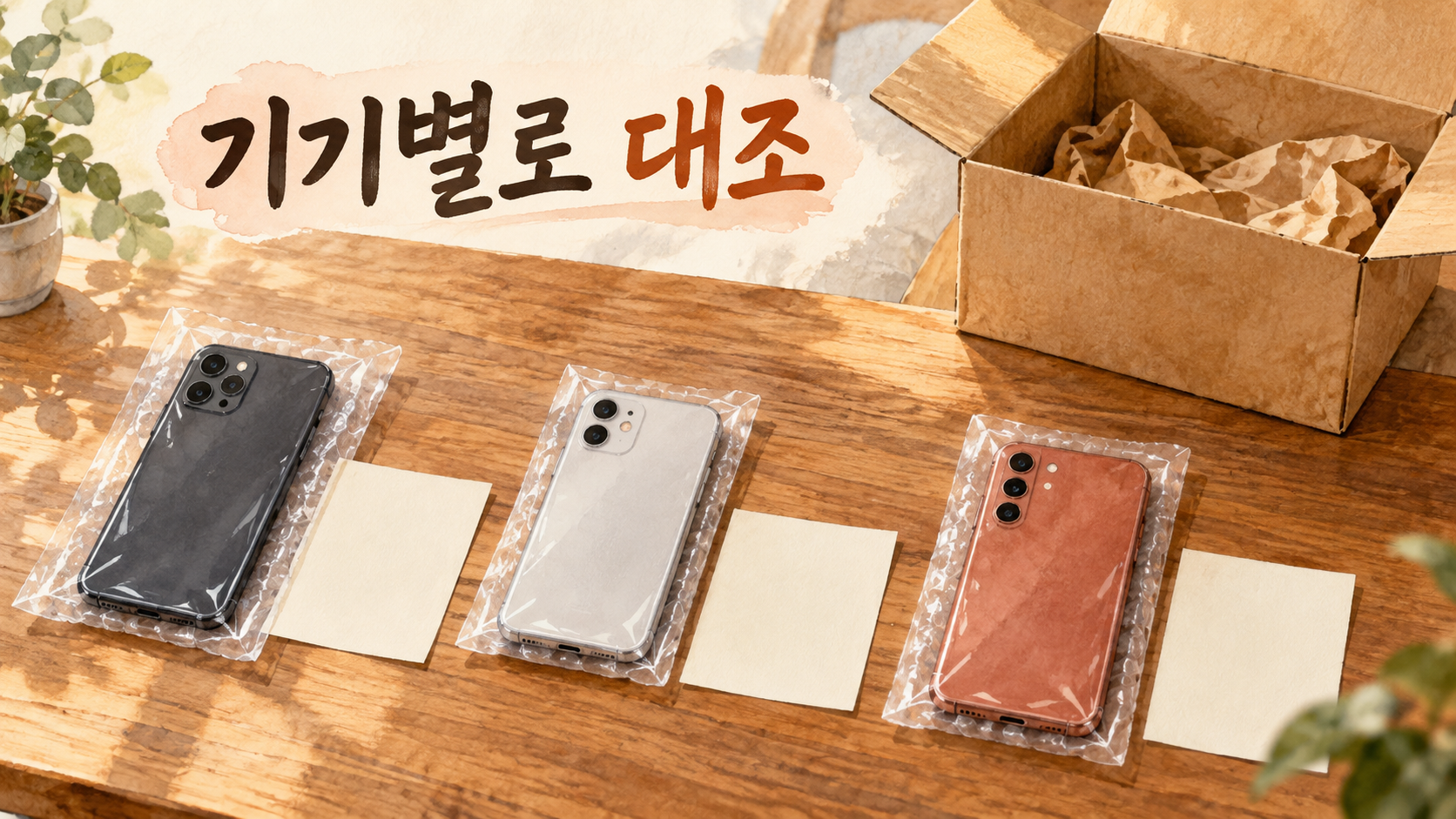 포장 전에 기기와 기록이 서로 맞는지 한 대씩 대조하는 예시예요. — AI 생성 예시