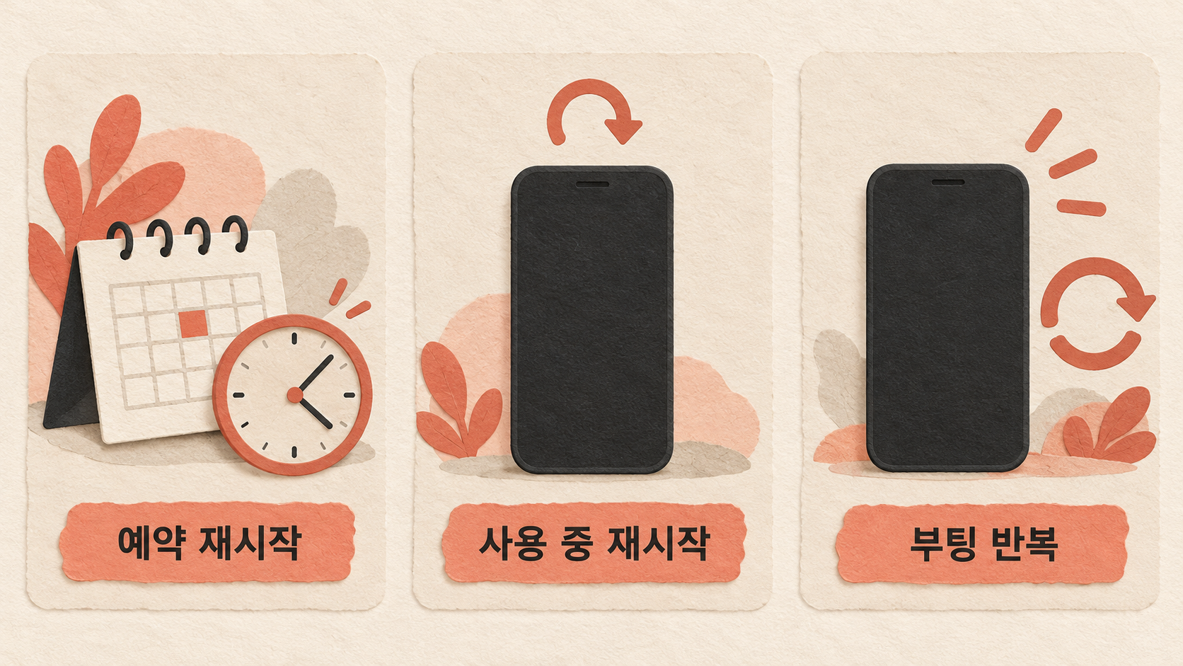 예약에 따른 재시작, 사용 중 재시작, 부팅 반복은 관찰한 상황부터 구분해 기록하세요. — AI 생성 예시